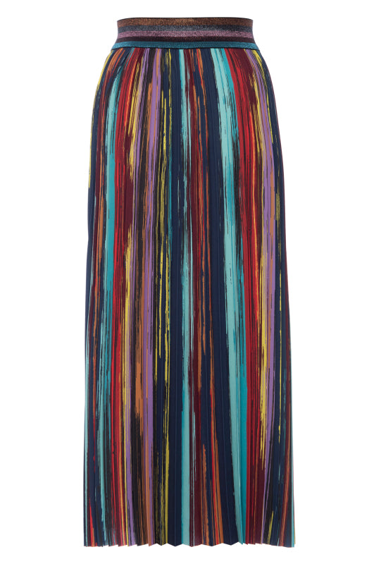 Painted Stripe Pleated Skirt