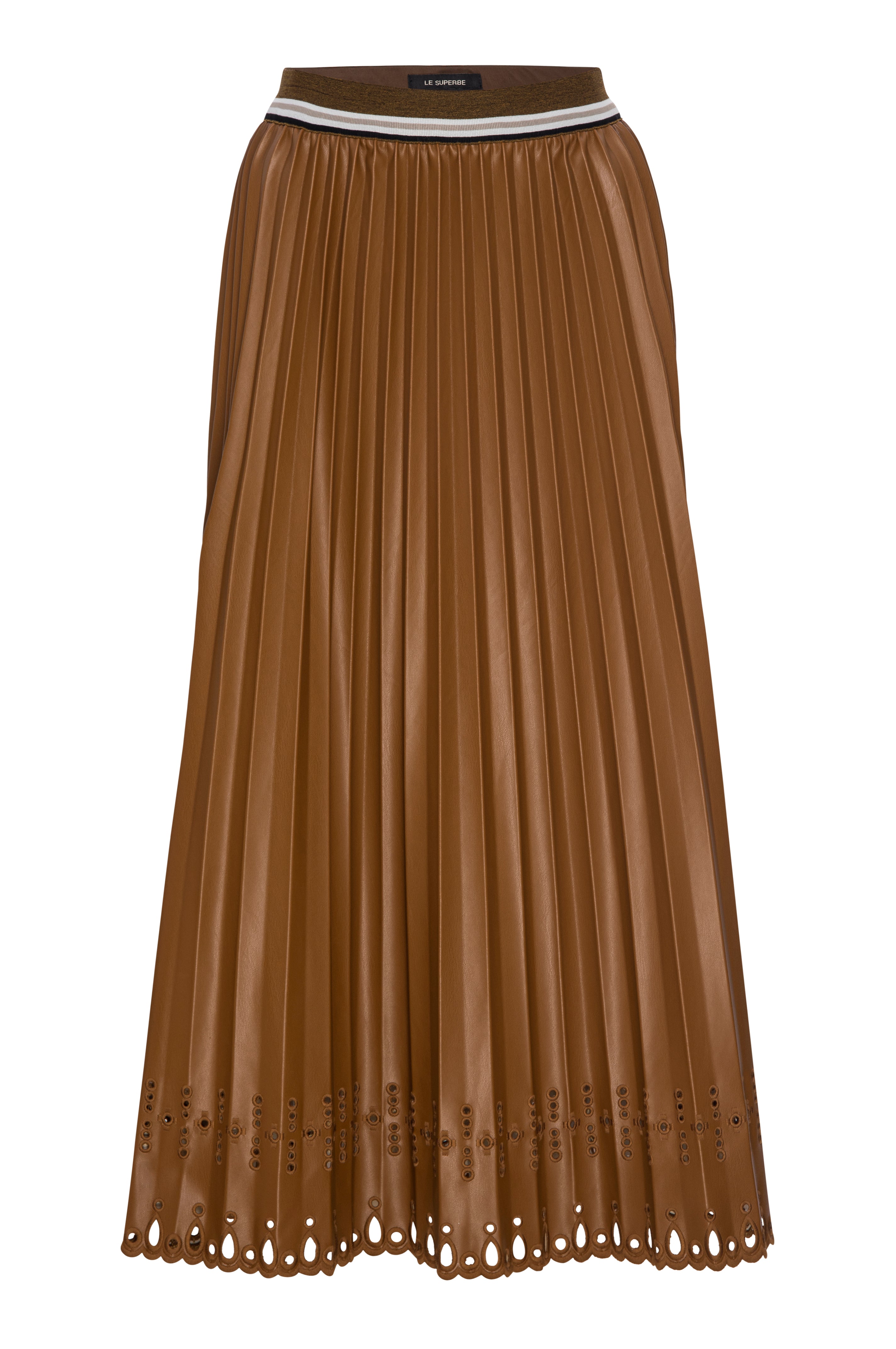 Le Superbe Pleats to meet you skirt brown vegan leather