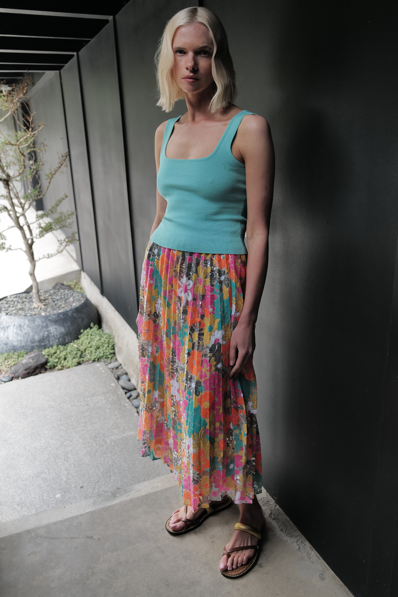 Neon Tuileries Pleated Skirt