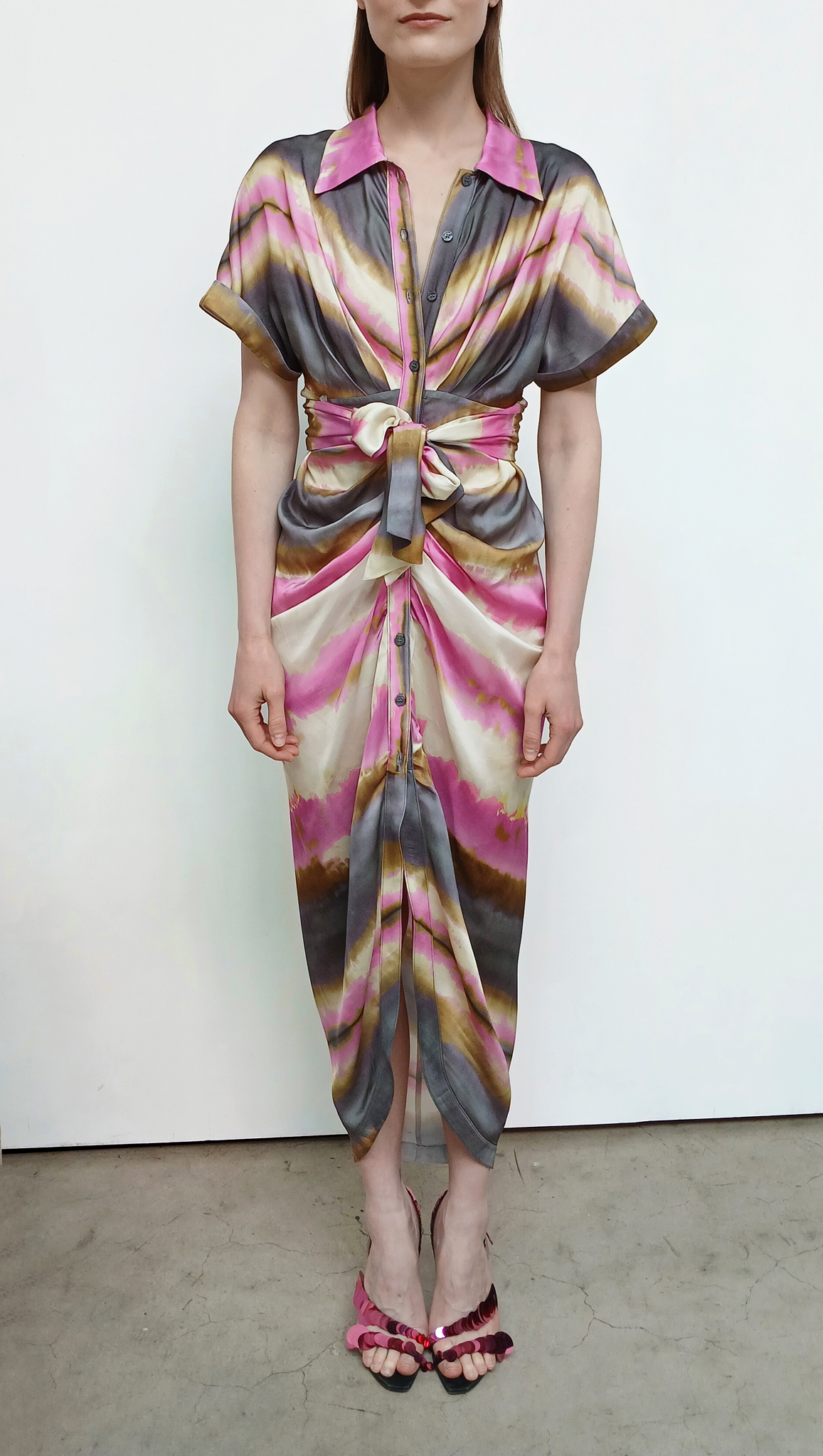 Shibori Stripe Miko Dress