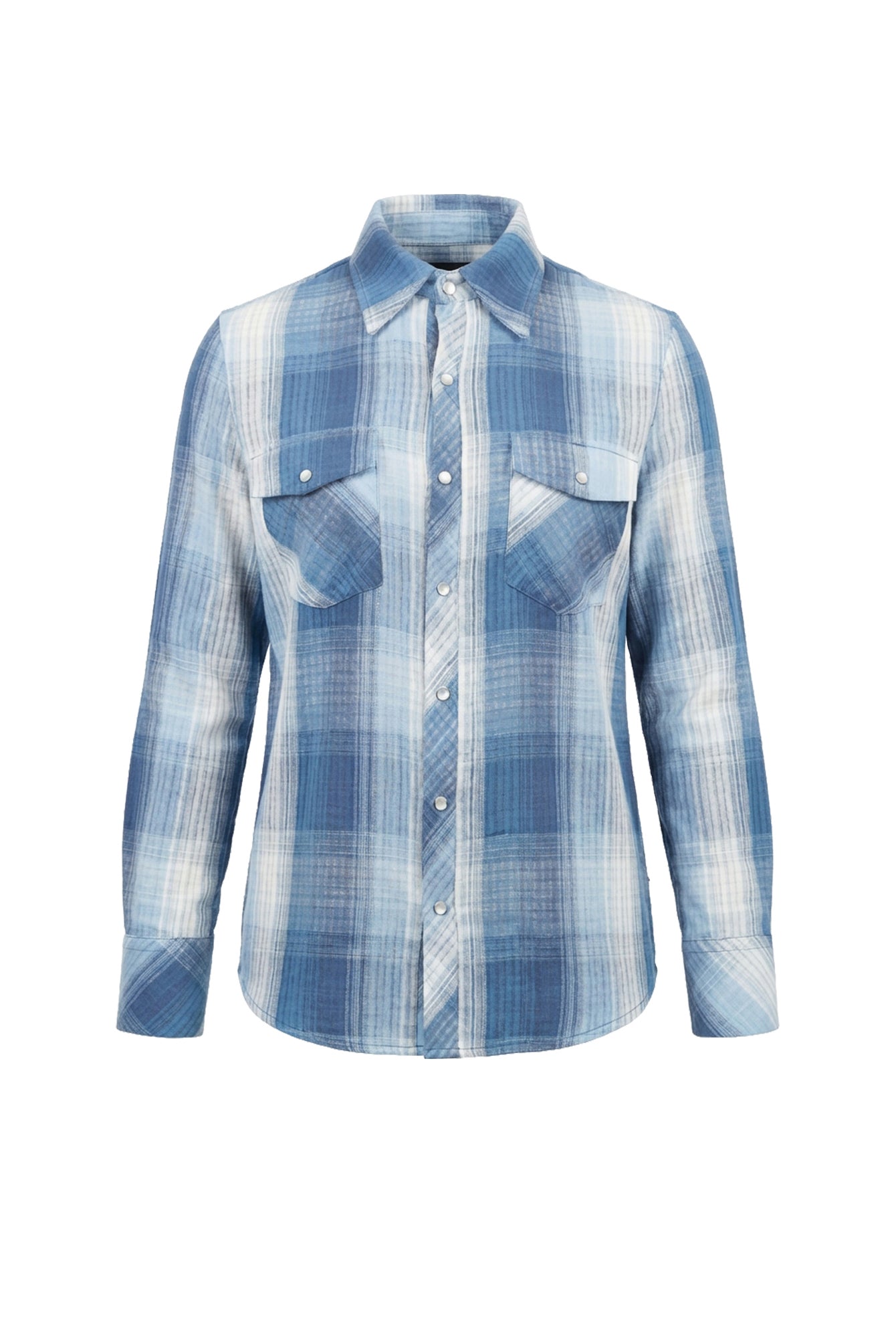Blue Jean Plaid Western Shirt