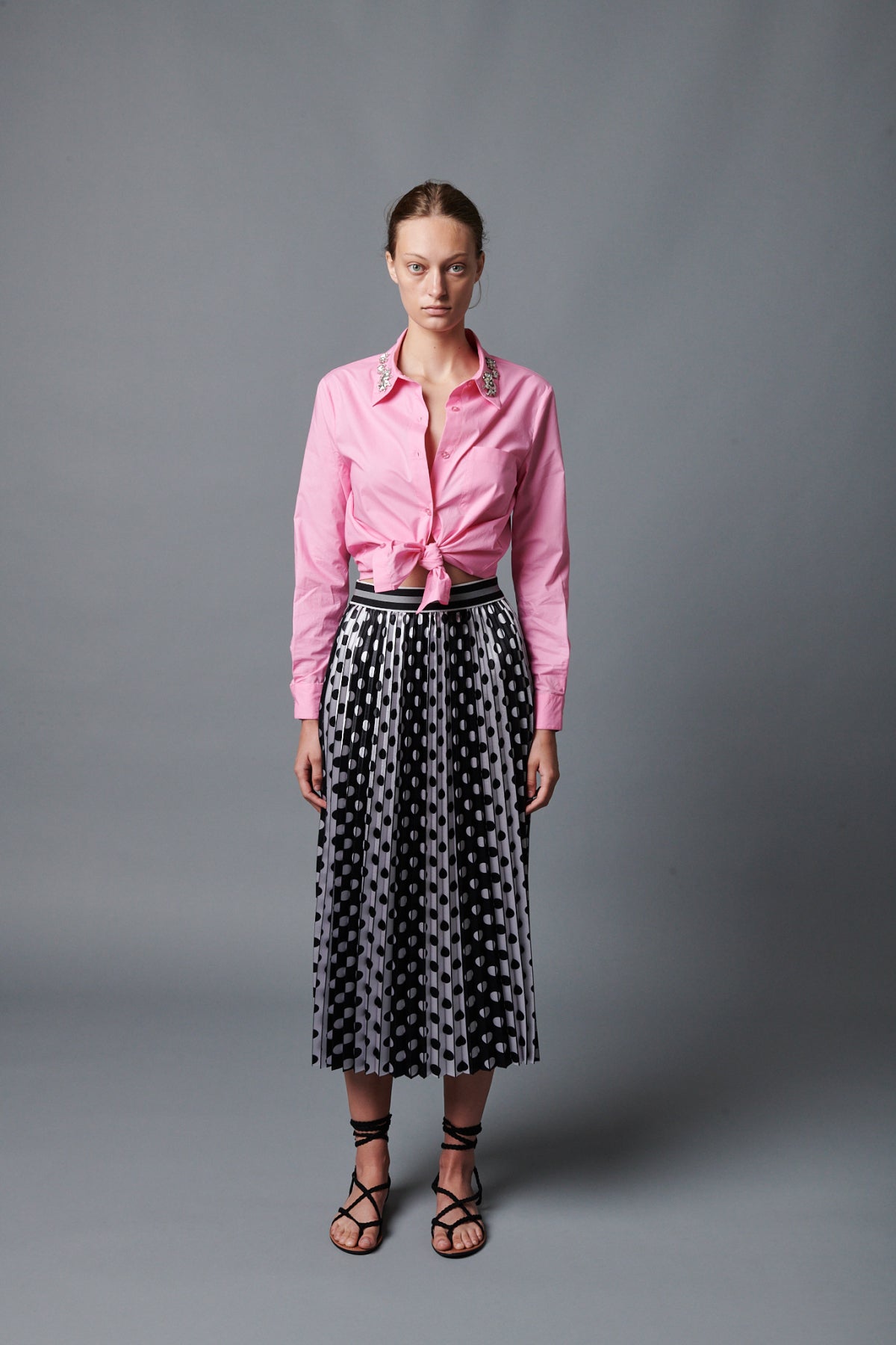 Le Superbe Stripish Dots Pleated Skirt