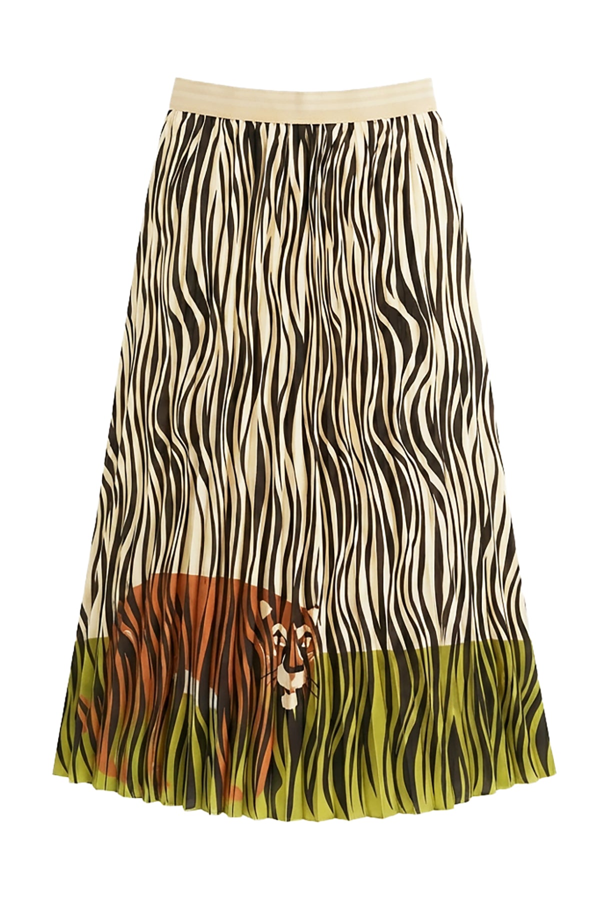 Hidden Tiger Pleated Skirt