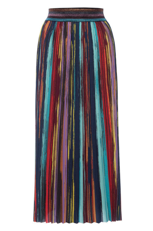 Painted Stripe Pleated Skirt