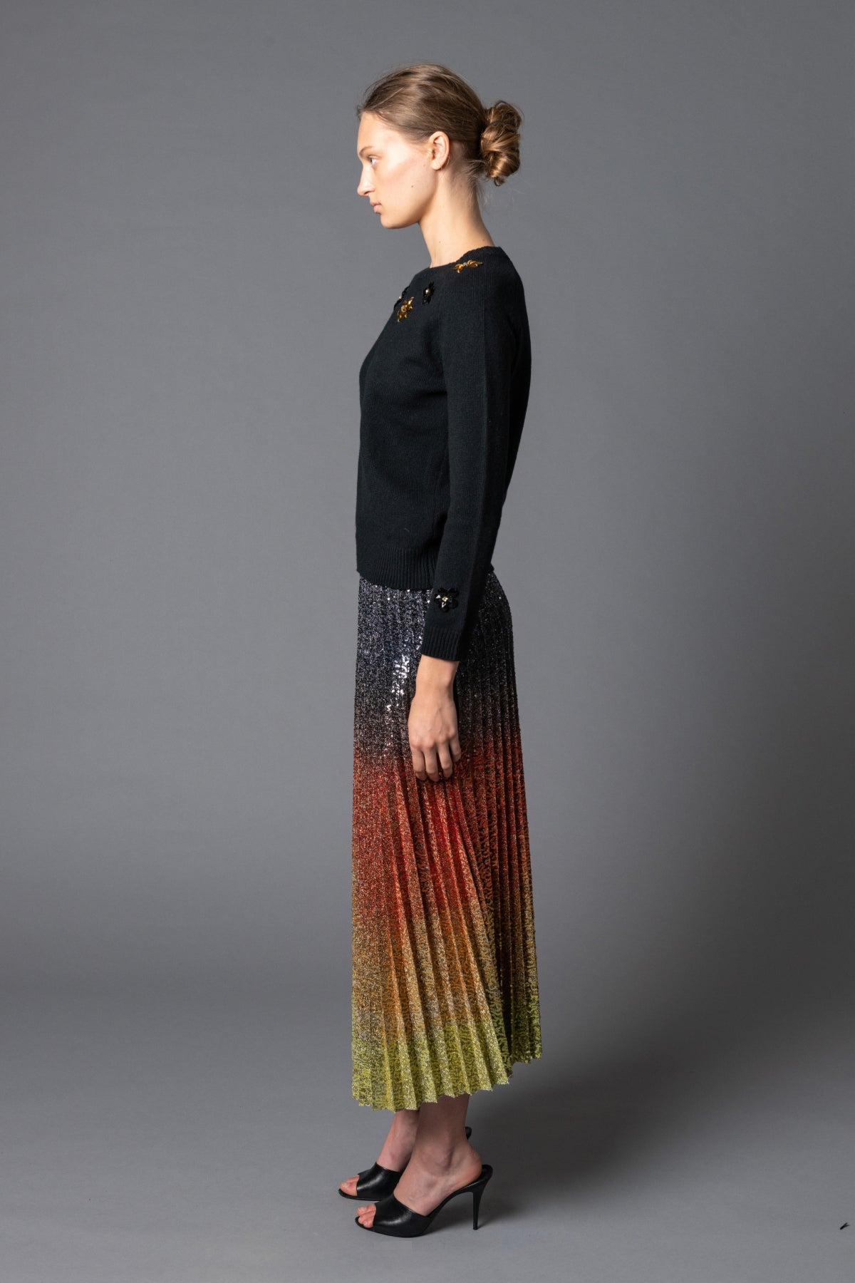 Flame Degrade Pleat Skirt