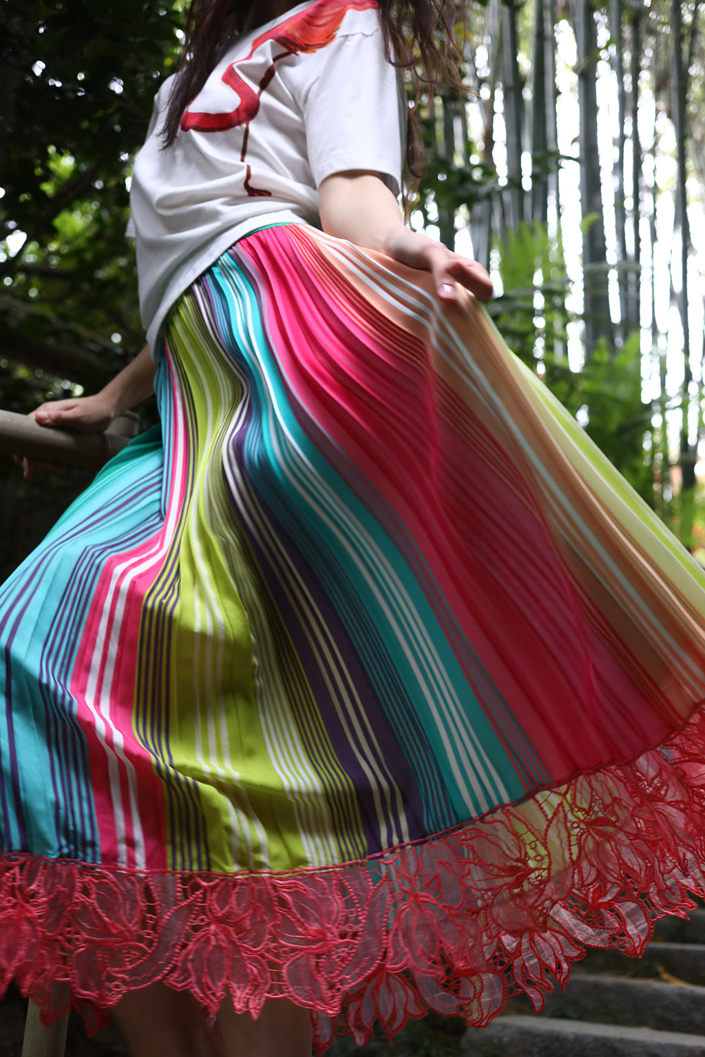 Summertime Super Stripe Pleated Skirt