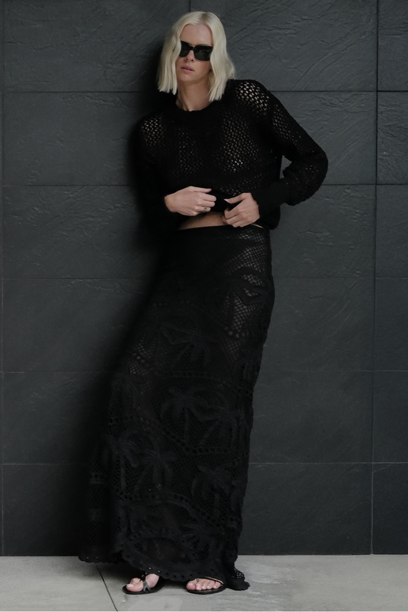 Bohemian Palms Slim Maxi Skirt