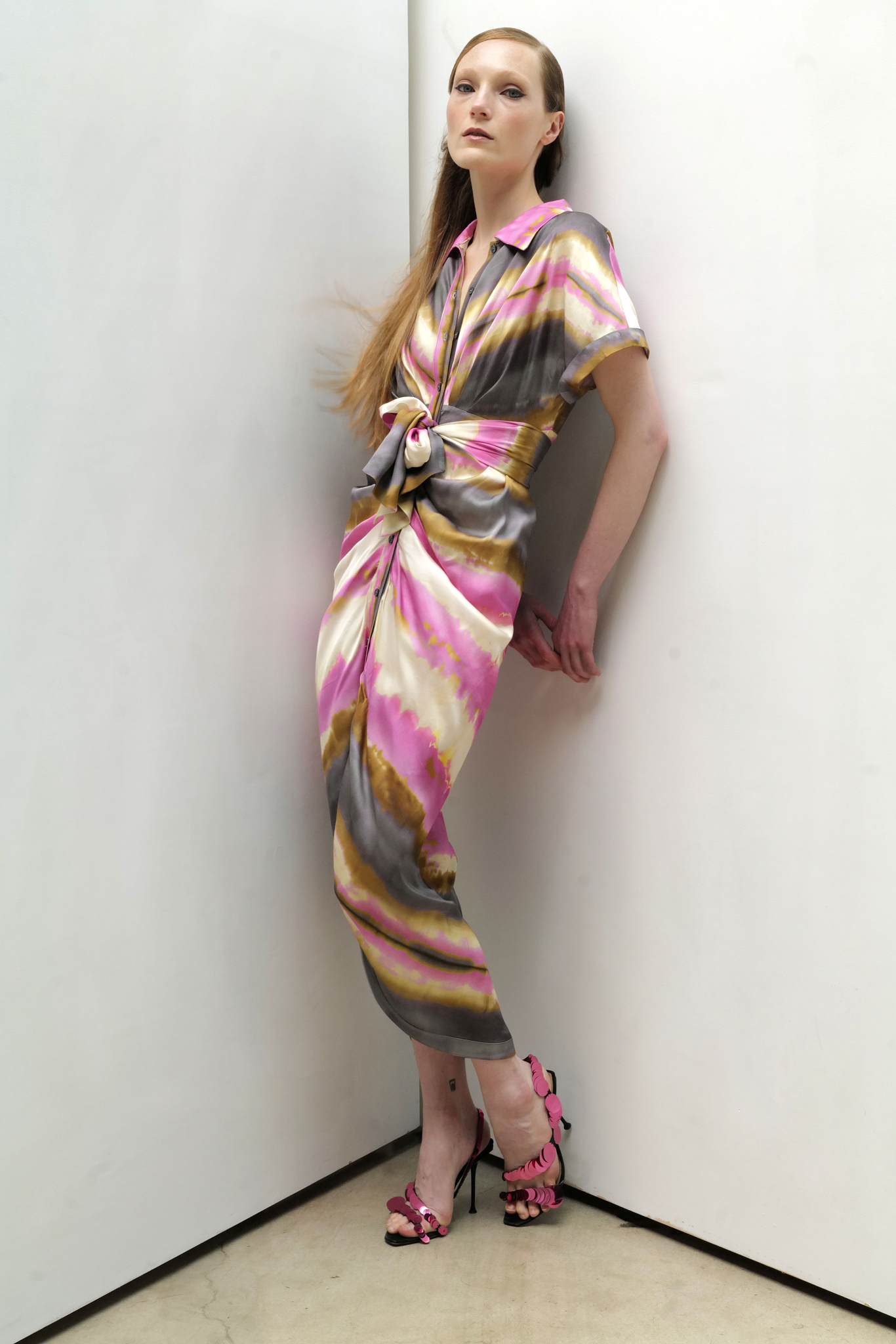 Shibori Stripe Miko Dress