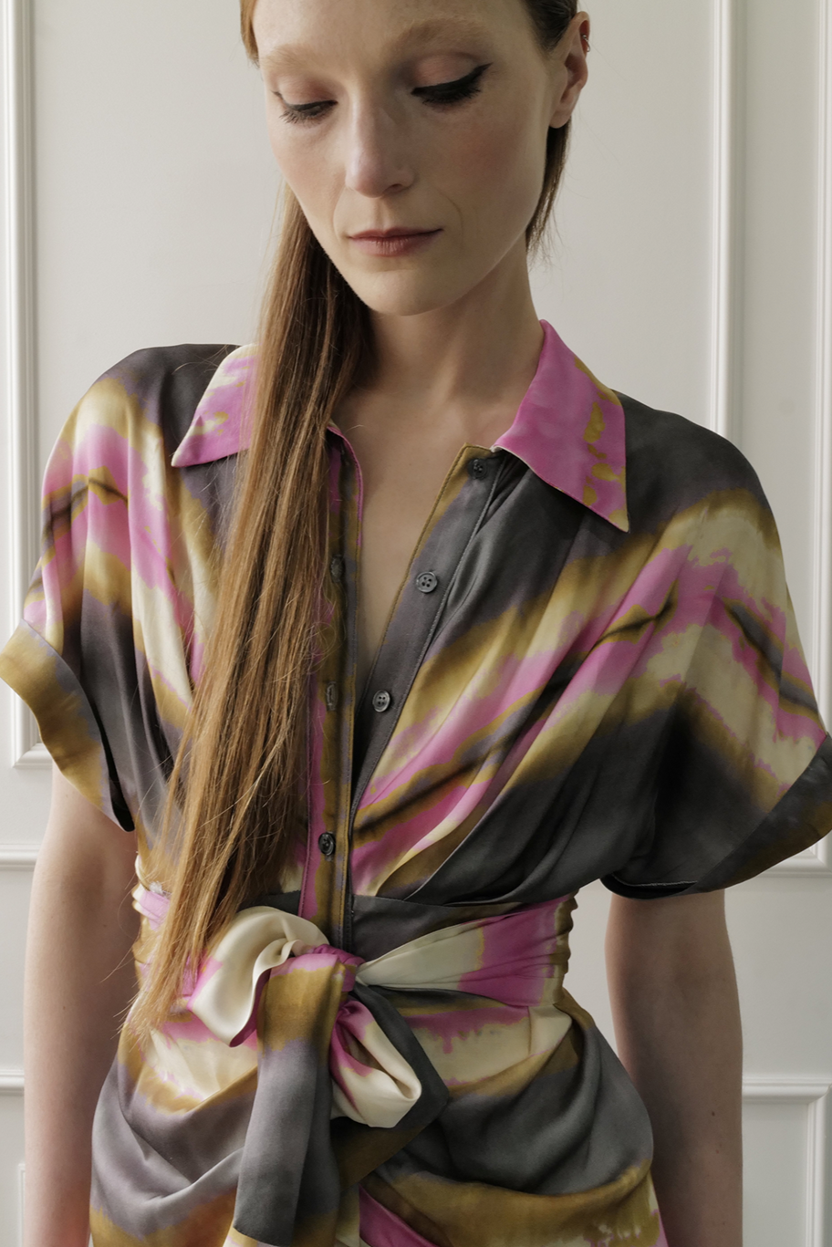 Shibori Stripe Miko Dress