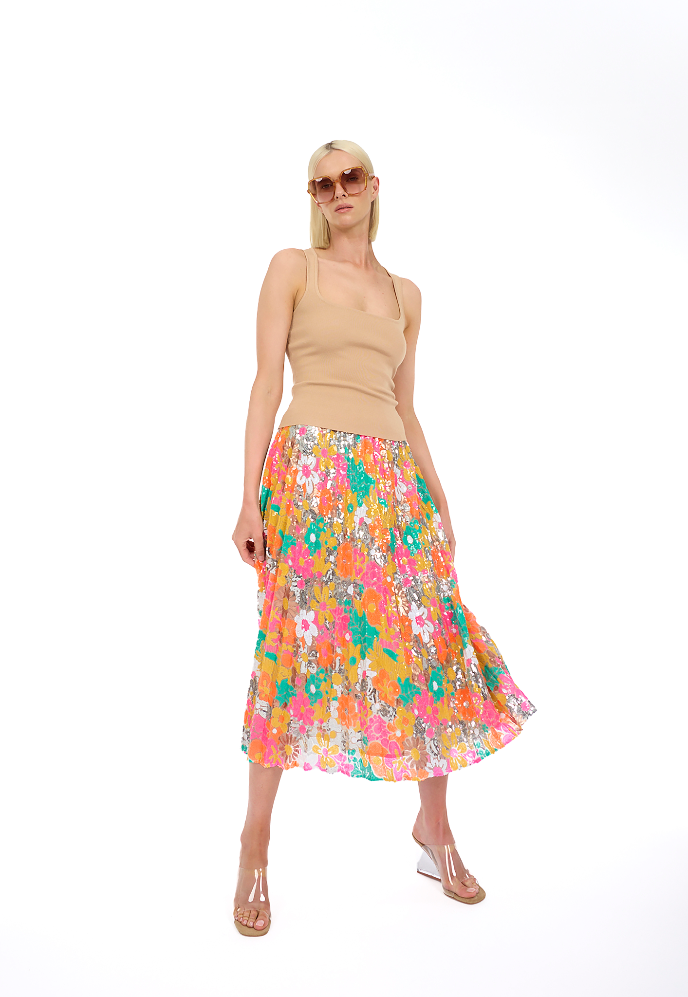 Neon Tuileries Pleated Skirt