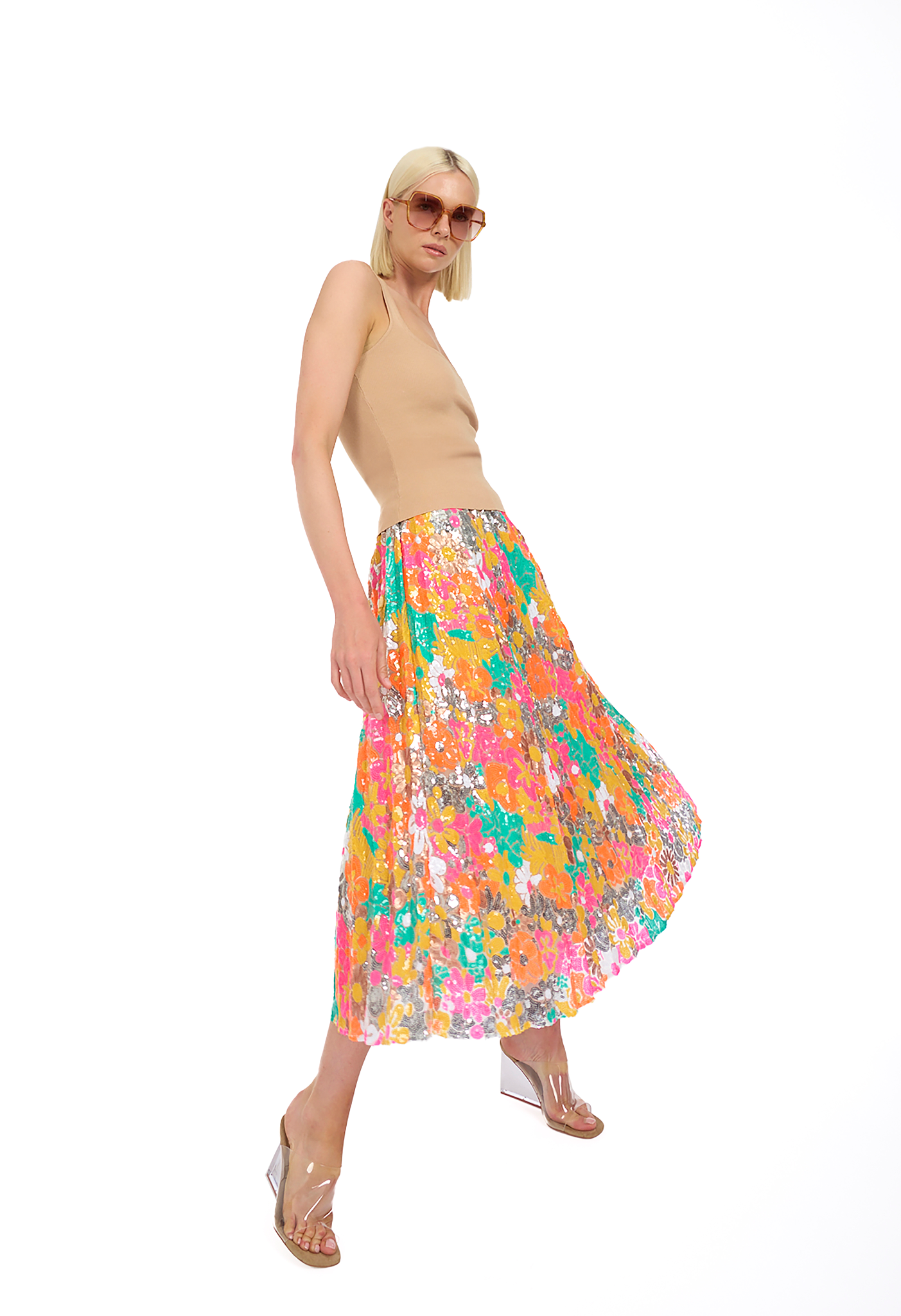 Neon Tuileries Pleated Skirt