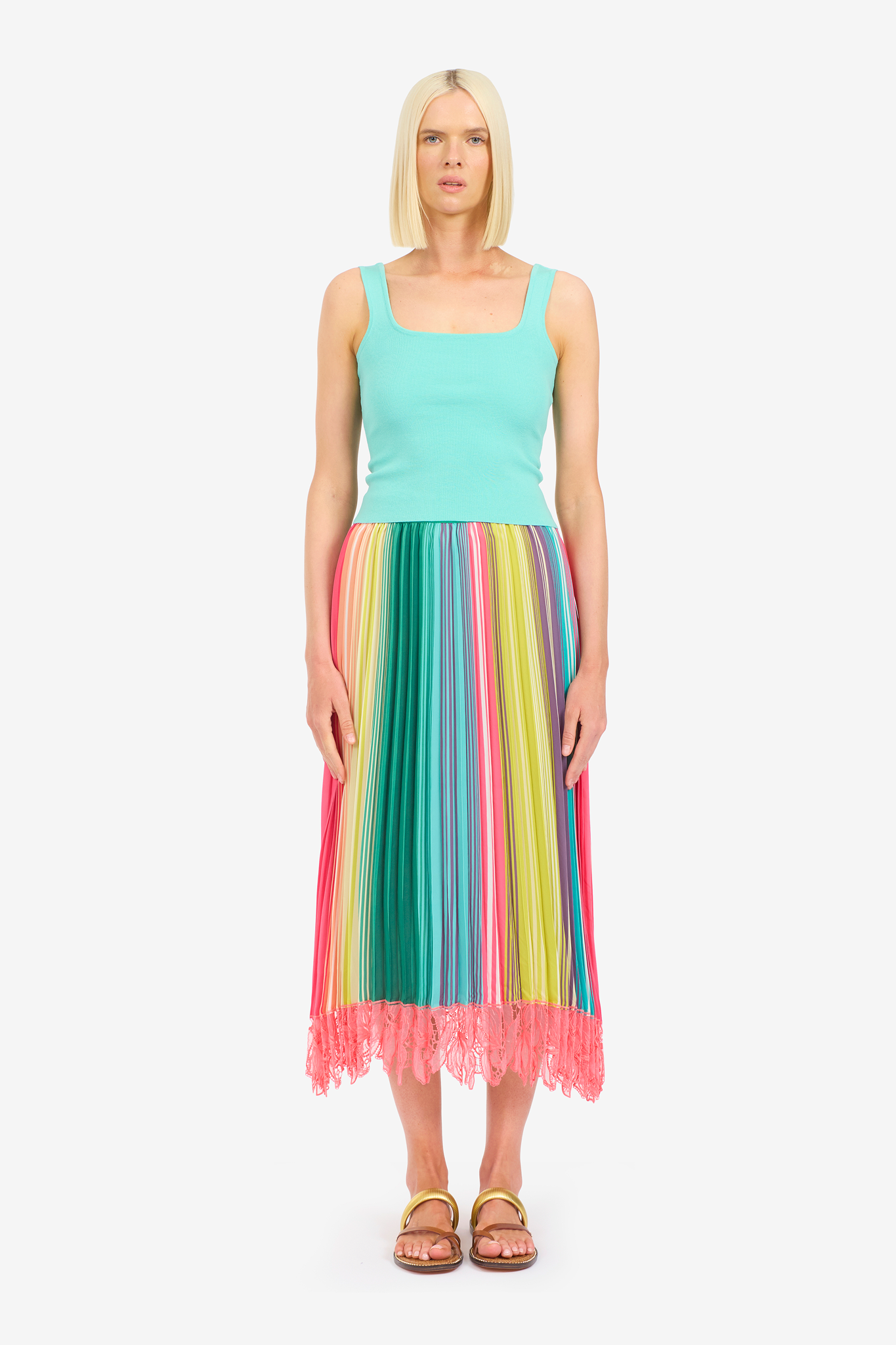 Summertime Super Stripe Pleated Skirt