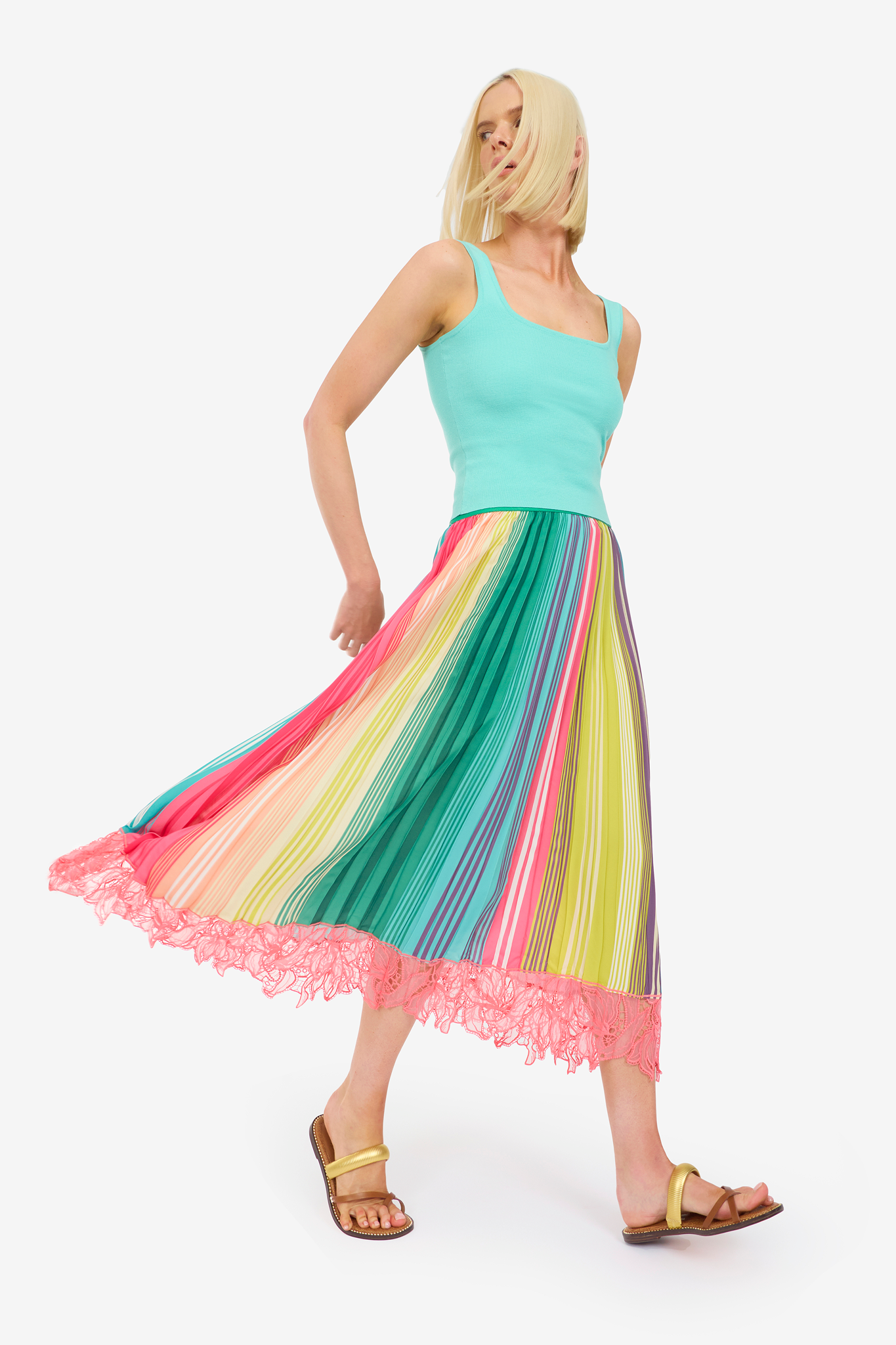 Summertime Super Stripe Pleated Skirt