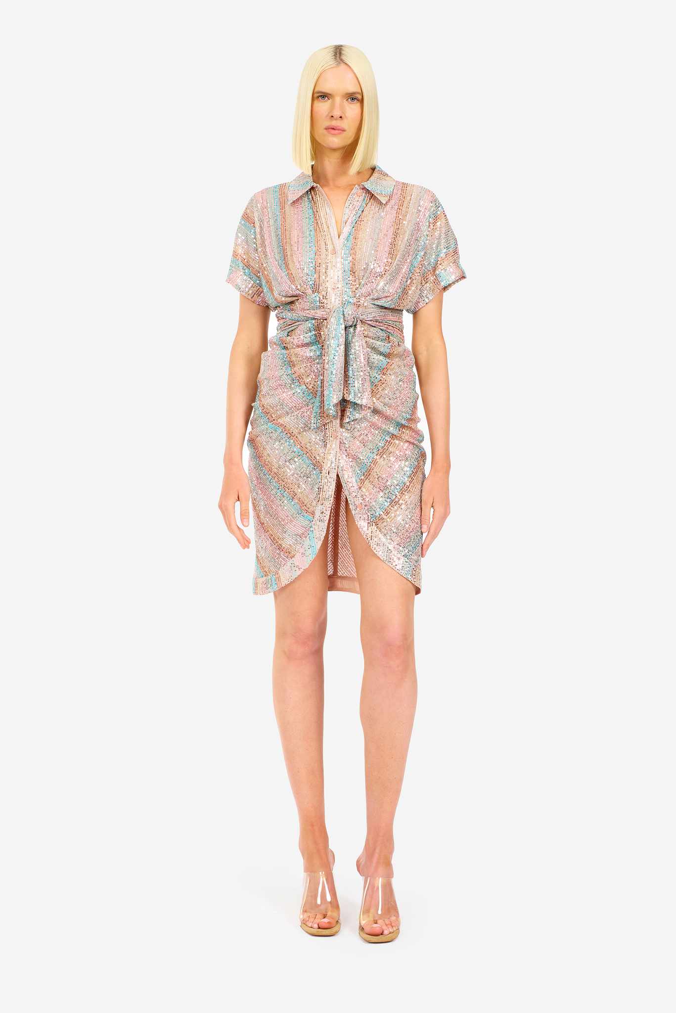 Mini Miko Dress Aqua Rainbow