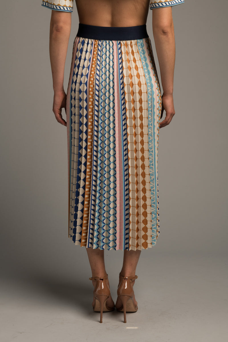 Moroccan Tiles Pleated Skirt