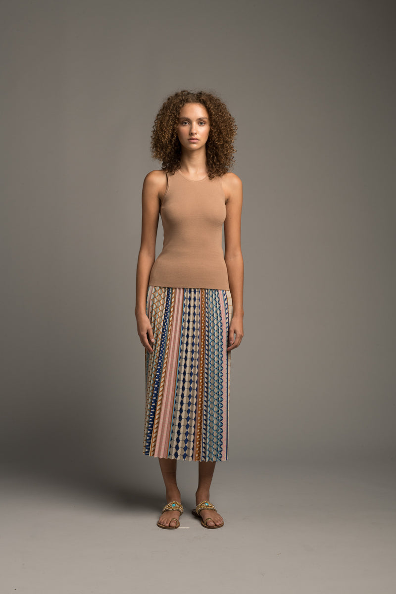 Moroccan Tiles Pleated Skirt