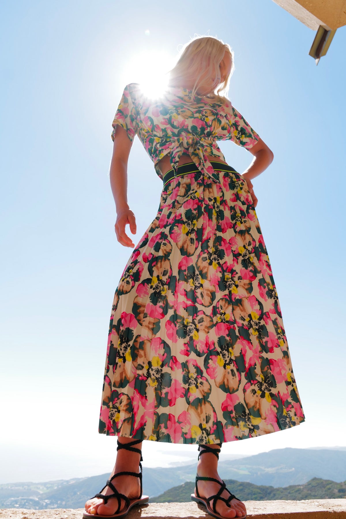 Le Superbe Warhol Floral Pleated Skirt