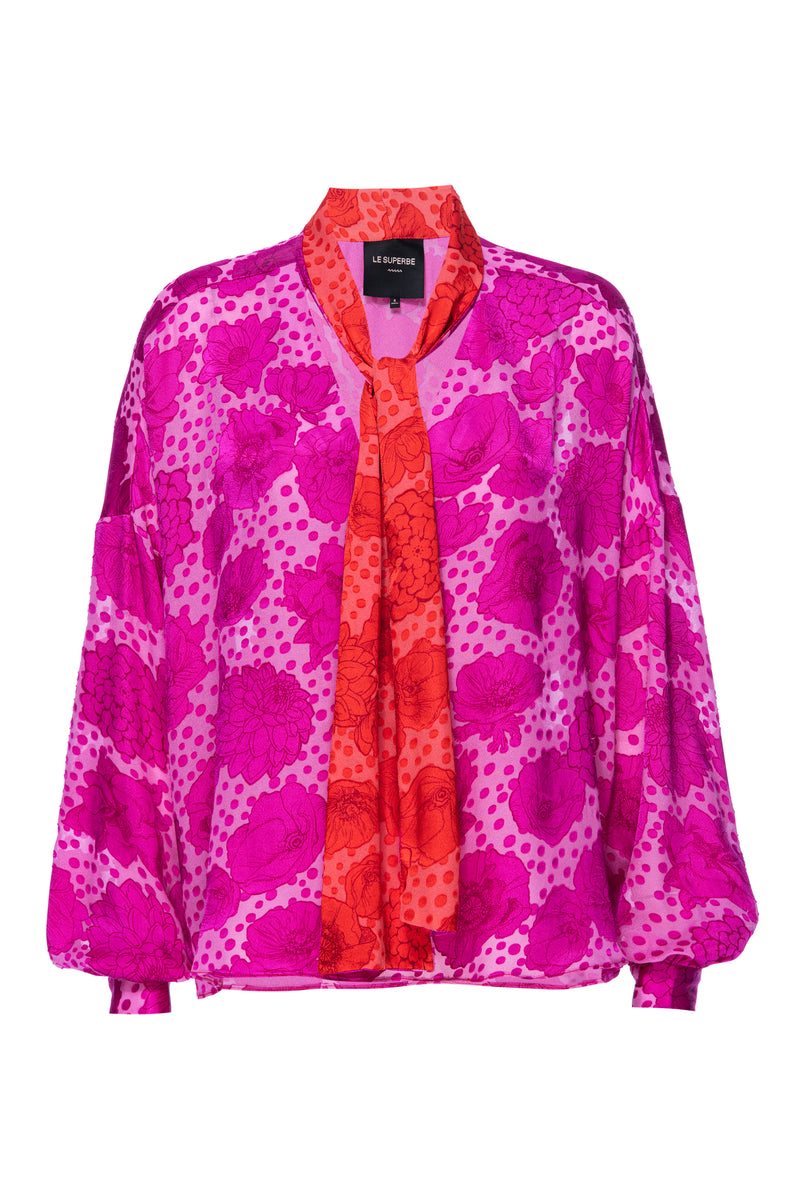 Aurora Flora Tie Front Blouse