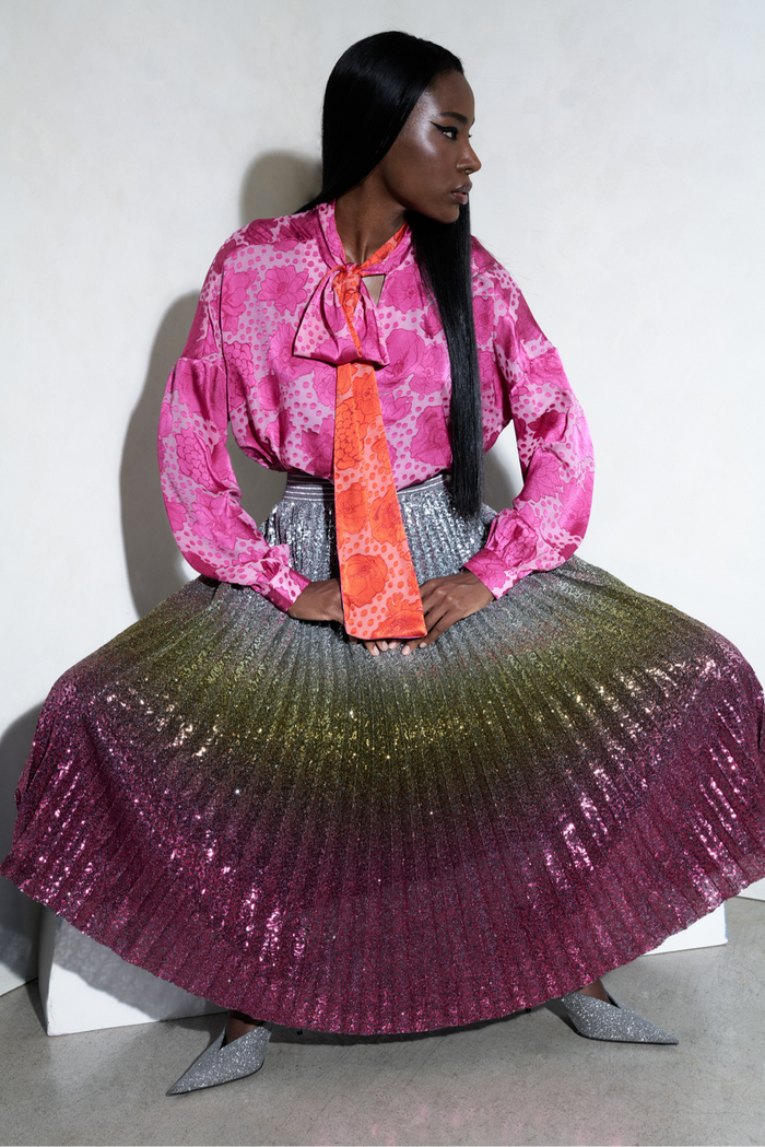 Flaming Colossus Pleated Skirt