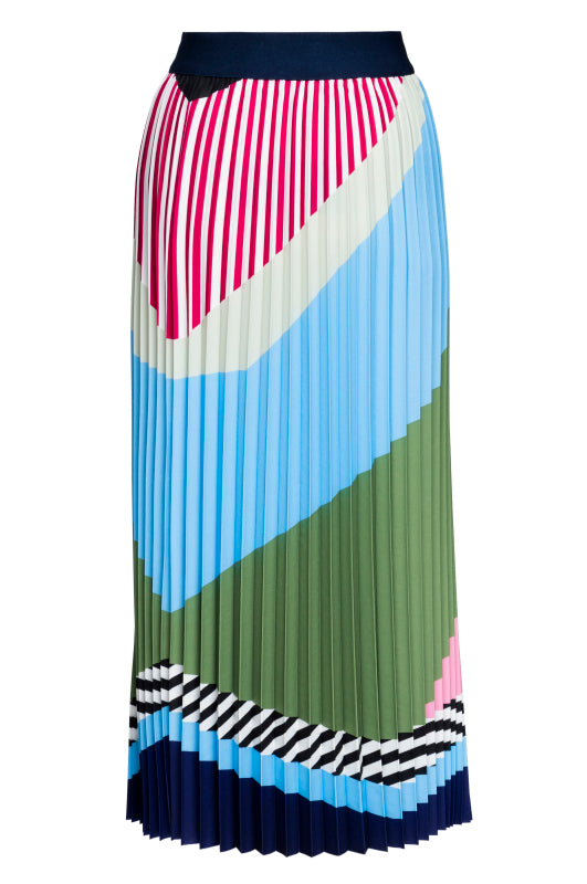 Interrupted Pattern Pleated Skirt