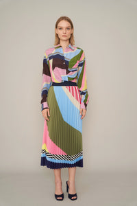 Interrupted Pattern Pleated Skirt