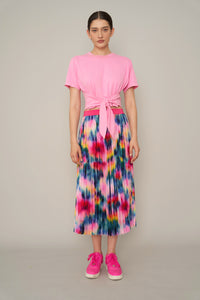 Melting Floral Pleated Skirt