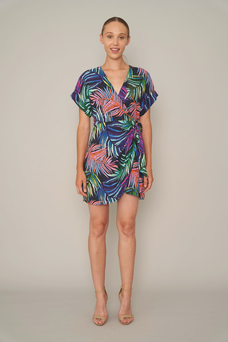 Rainbow Ferns Wrap Dress