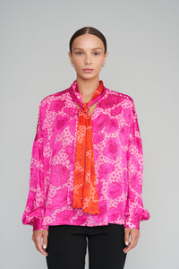 Aurora Flora Tie Front Blouse