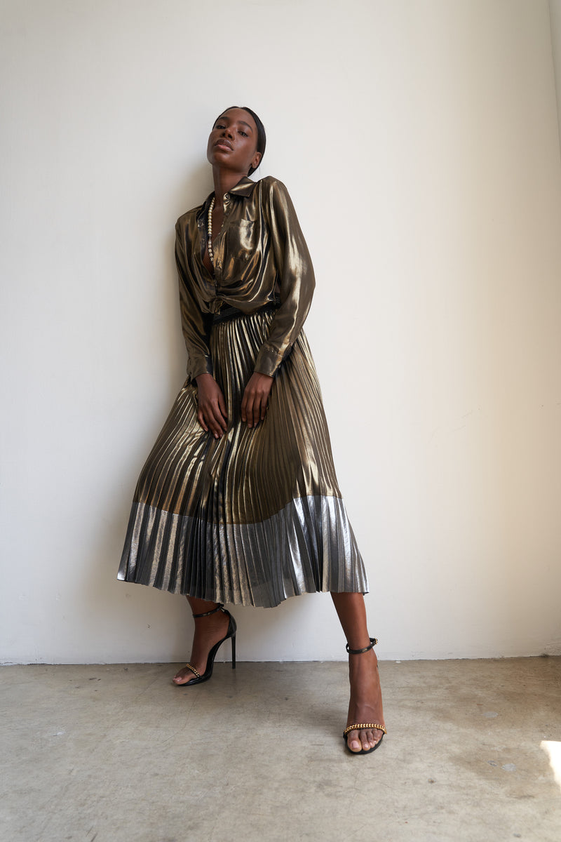 Metallic Sunset Tower Tuck Shirt