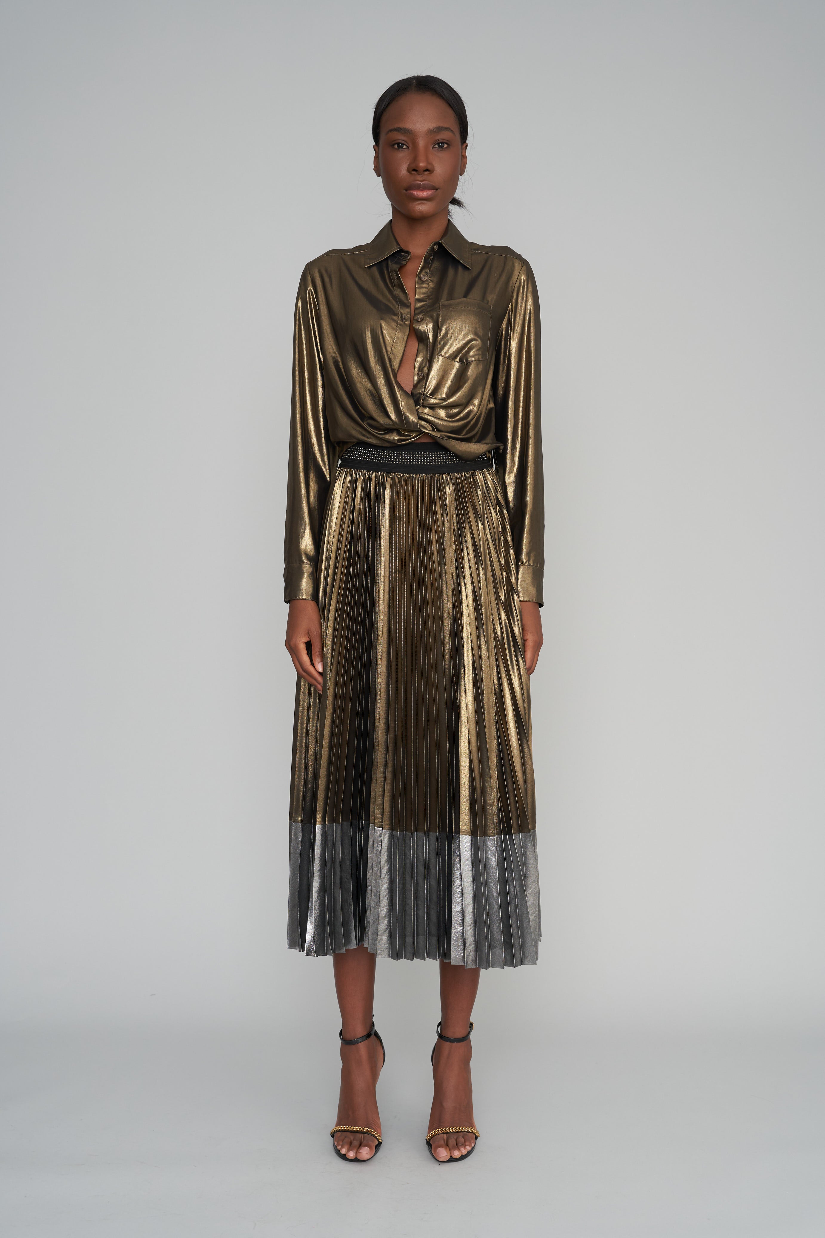 Metallic Sunset Tower Tuck Shirt